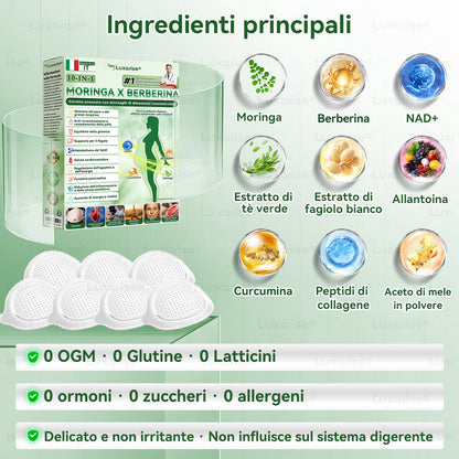 𝑁𝑒𝑔𝑜𝑧𝑖𝑜 𝑢𝑓𝑓𝑖𝑐𝑖𝑎𝑙𝑒 |𝑳𝒖𝒙𝒂𝒓𝒊𝒔𝒆®💖🍉 Moringa · Berberine × NAD+ 10-in-1 Advanced Nano Microneedle Patch II (Solo una volta al giorno, cambiamenti visibili in 7 giorni)